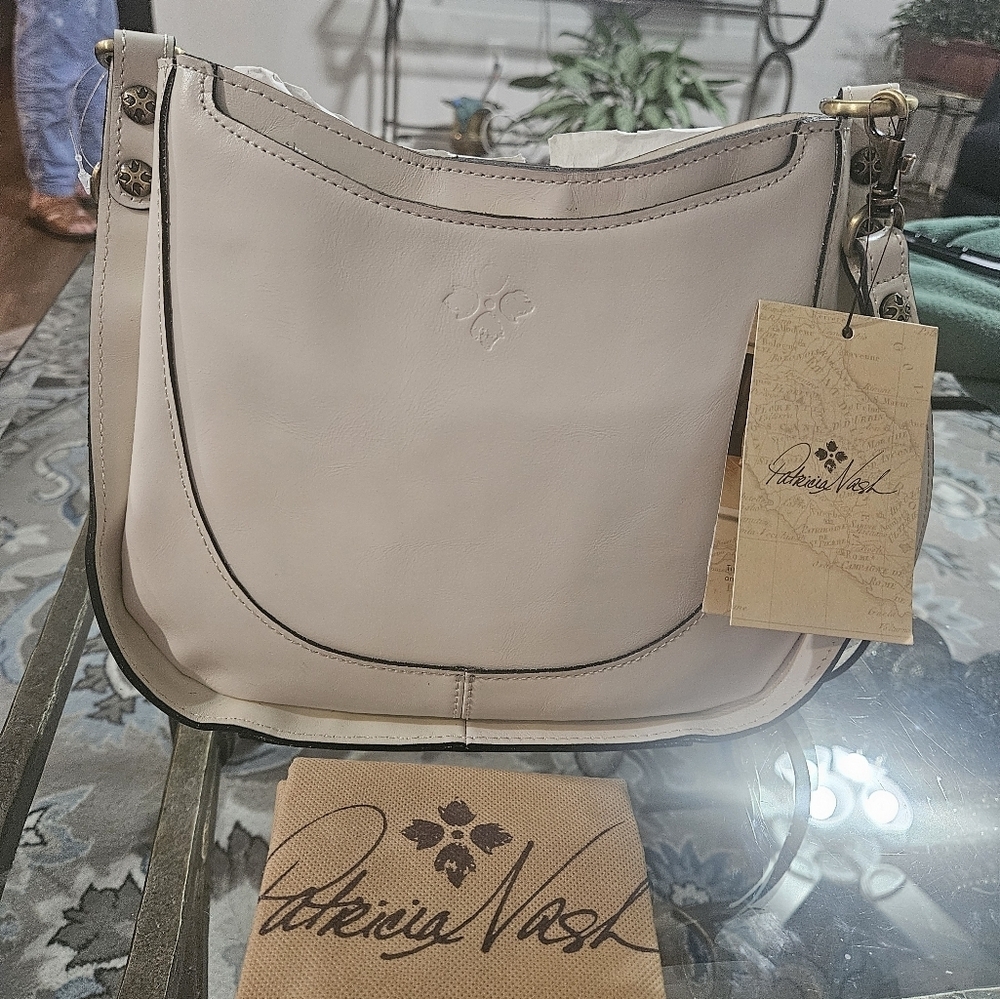 NWT Patricia Nash Caletta Hobo Crossbody Bag Ivory Latte Leather Shoulder - Picture 9 of 14
